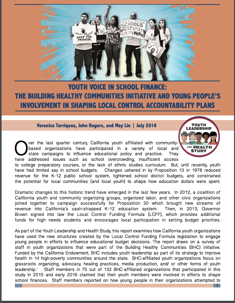 Youth Organizing Evaluations